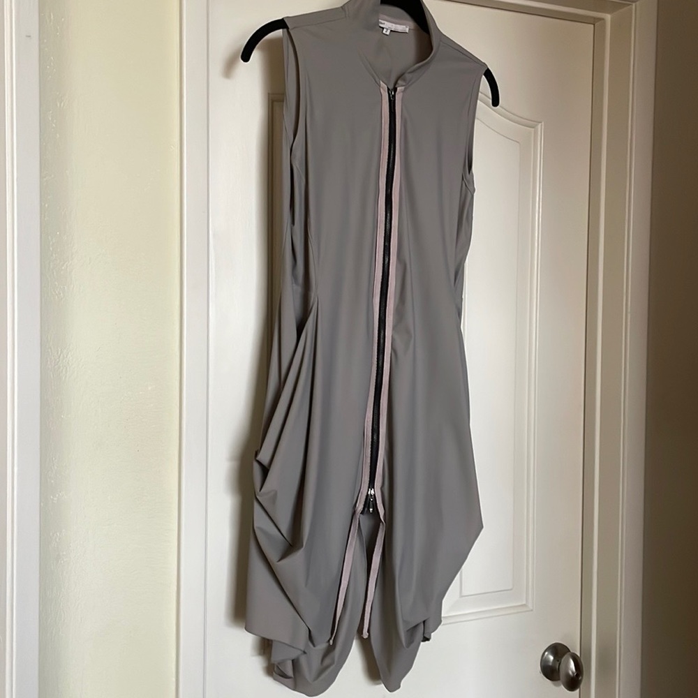 SUNLIGHT PARIS Brazil Sleeveless Full Zip Dress LAGENLOOK Light Gray Taupe-T2